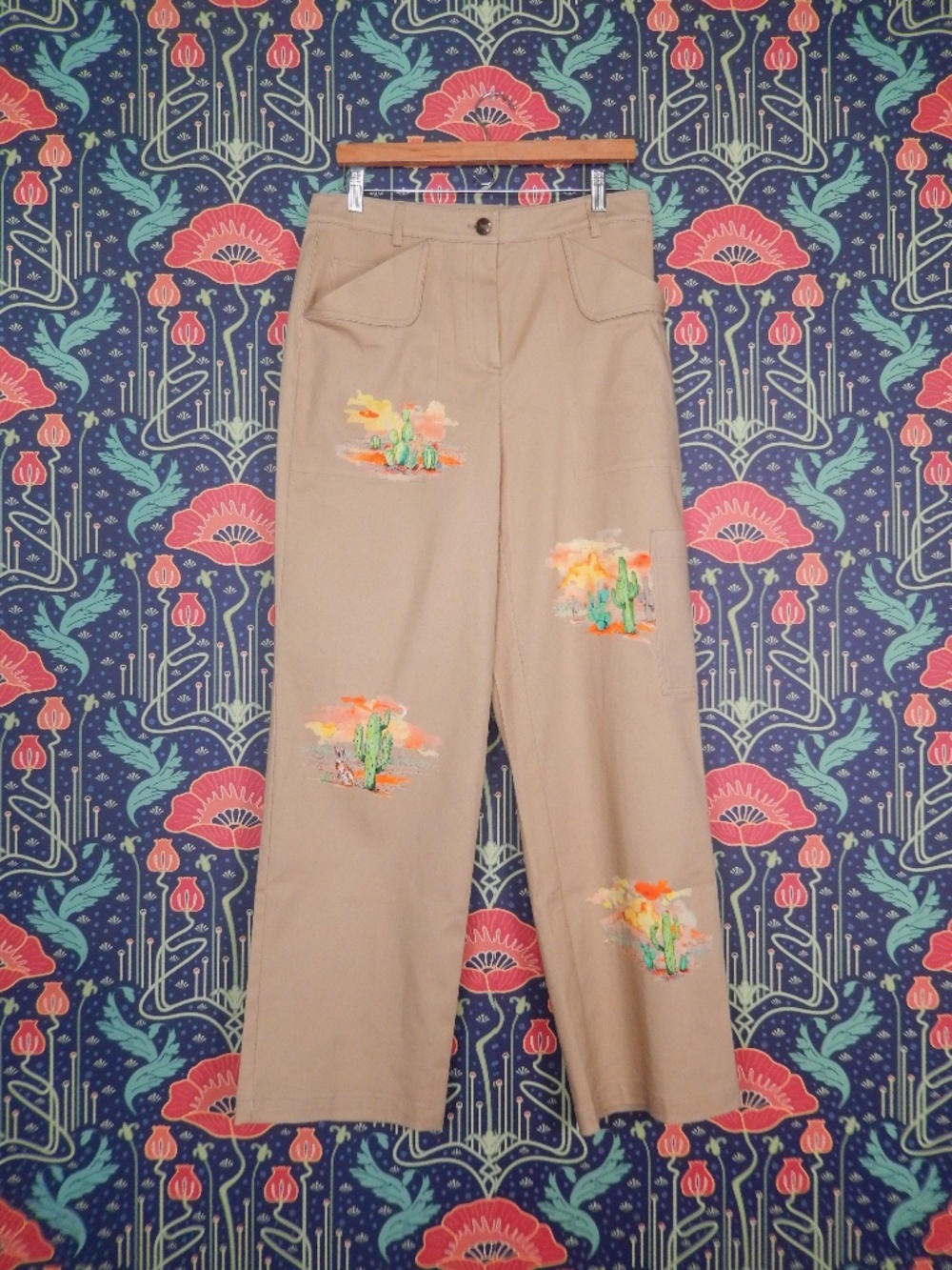 Pearl Lela Rose Cactus Twill Western Brown Cotton Carpenter Pants New